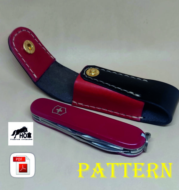Pattern Leather sheath for knife Victorinox 91mm/Victorinox Aloh -92 mm 2-by-4 layers of tools.
